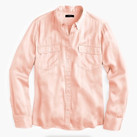 J. Crew Blythe Silk Button Down Shirt Iced Peach Size 14 - Picture 1 of 5